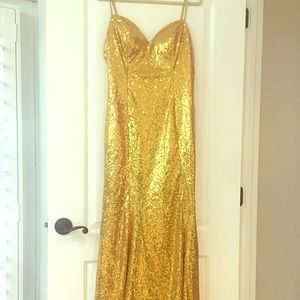 Elegant gold sequin evening gown worn once!